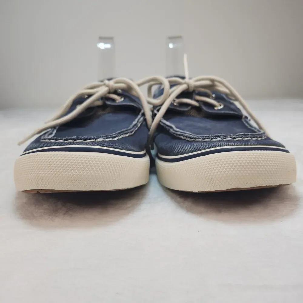 Sperry Top Sider Mens 12 Blue Canvas Boat Shoes Faded Low Tops Fabric Preppy